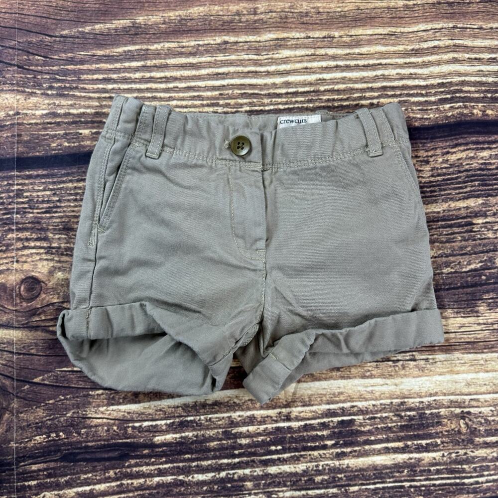 Crewcuts Shorts Girl 3 Khaki Tan Chino Pockets Button Zip 100% Cotton